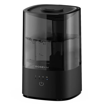 ROSEKM Humidifiers for Bedroom, 2.0L Cool Mist Humidifier for Home Plant and Baby Nursery, Quiet Ultrasonic Humidifier with 360 Nozzle, Auto Shut-Off, Filterless, Black