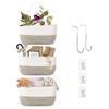 AIVIIN Over The Door Hanging Baskets, 3-Tier Wall Hanging Storage Basket, Woven Cotton Rope Hanging Organizer, Decorative Hanging Shelf Basket for Living Room, Bathroom,Bedroom and Kitchen(Brown)