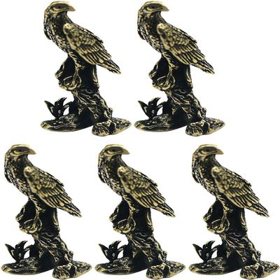 5pcs Eagle Figurines Brass Animal Statues Mini Collectibles Sculptures for Home Table Keychain Pendant Shelf Decoration