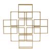 8 Bottles Wall Mounted Wine Rack, Modern Wine Storage Rustic Wine Bottle Glass Floating Racks Wine Display Storage Holder Wine Bottle Stemware Glass Rack for Kitchen Bar, 31.5"Lx4.7"Wx31.5"H (Gold) view 1