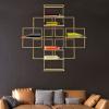 8 Bottles Wall Mounted Wine Rack, Modern Wine Storage Rustic Wine Bottle Glass Floating Racks Wine Display Storage Holder Wine Bottle Stemware Glass Rack for Kitchen Bar, 31.5"Lx4.7"Wx31.5"H (Gold) view 2