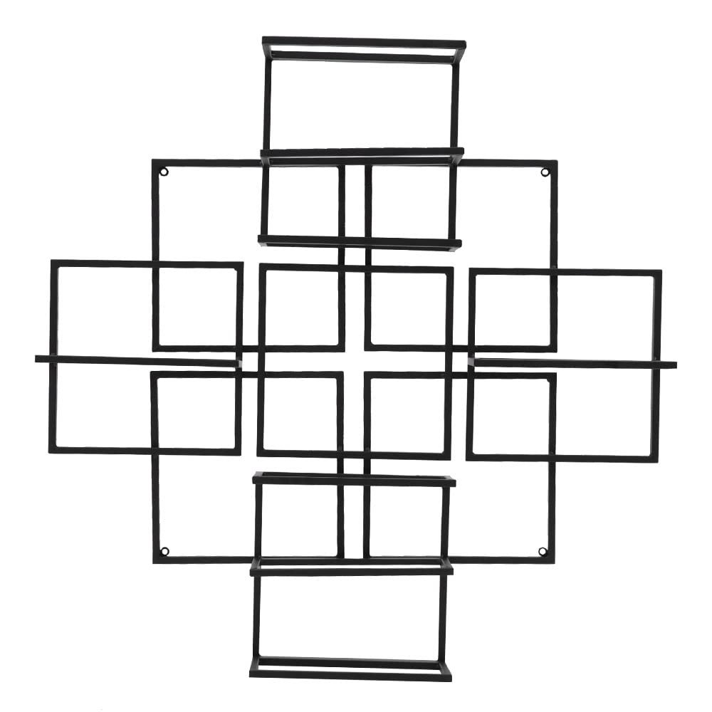 8 Bottles Wall Mounted Wine Rack, Modern Wine Storage Rustic Wine Bottle Glass Floating Racks Wine Display Storage Holder Wine Bottle Stemware Glass Rack for Kitchen Bar, 31.5"Lx4.7"Wx31.5"H (Black)