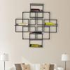 8 Bottles Wall Mounted Wine Rack, Modern Wine Storage Rustic Wine Bottle Glass Floating Racks Wine Display Storage Holder Wine Bottle Stemware Glass Rack for Kitchen Bar, 31.5"Lx4.7"Wx31.5"H (Black) view 2