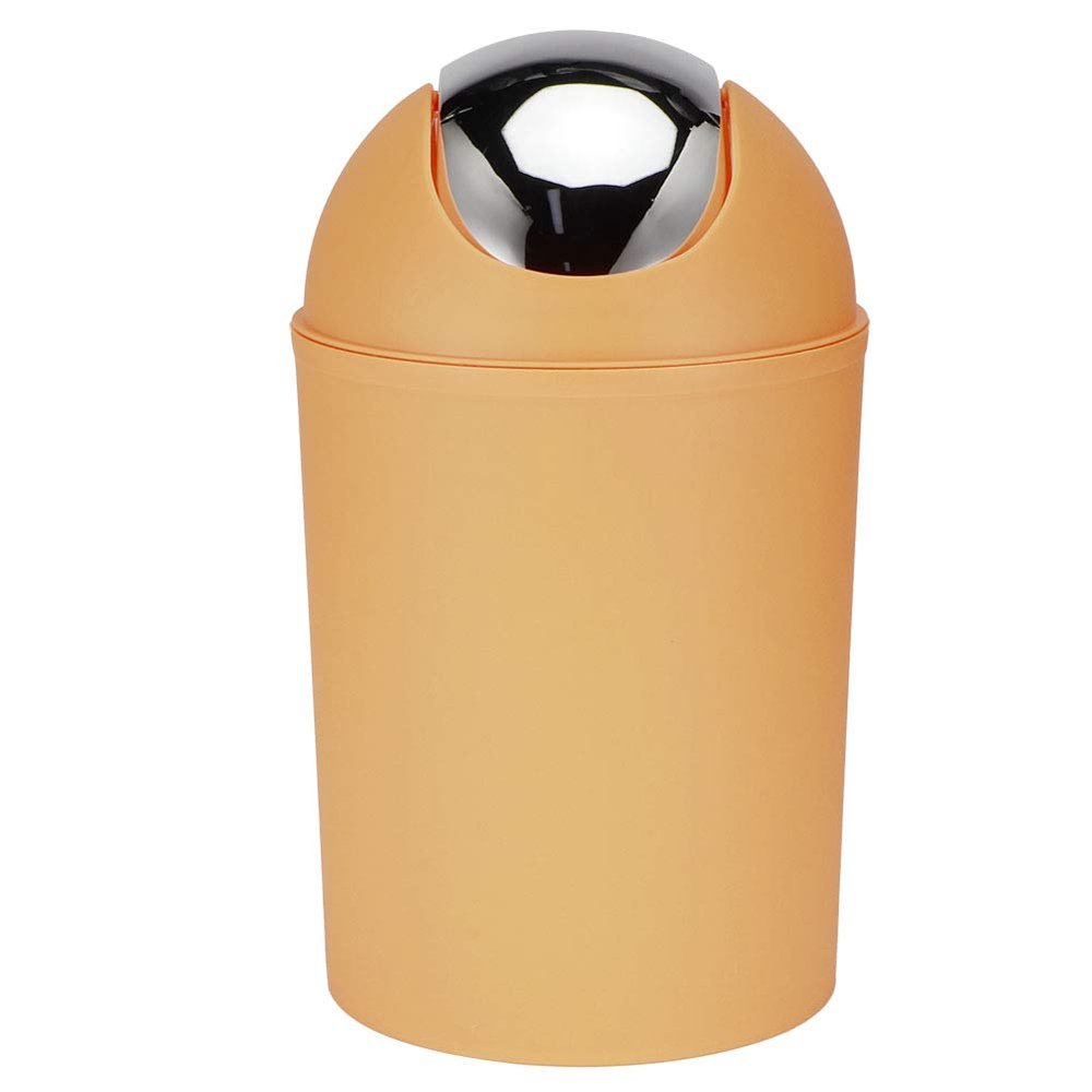 Alvinlite Plastic Garbage Can Swing Top Garbage Kitchen Trash Can Mini Waste Can with Swing Lid Round Garbage Can for Kitchen Indoor/Outdoor Use(Orange)