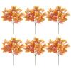 MEUMITY 6 PCS Artificial Maple Leaves Branches,11 Inch Fake Fall Leaves Stems Fake Fall Bushes Autumn Faux Leaf Decoration for Thanksgiving Home Office Wedding Party Decoration view 1