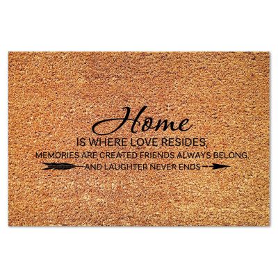 Arupkeer Home is Where Love Resides Coir Door Mat Quote Sayings Rug Rustic Thick Durable Non Slip Resist Dirt Rug for Outside Home High Traffic Area Housewarming Gift 16x24in