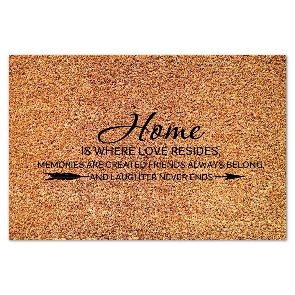 Arupkeer Home is Where Love Resides Coir Door Mat Quote Sayings Rug Rustic Thick Durable Non Slip Resist Dirt Rug for Outside Home High Traffic Area Housewarming Gift 16x24in