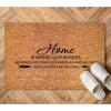 Arupkeer Home is Where Love Resides Coir Door Mat Quote Sayings Rug Rustic Thick Durable Non Slip Resist Dirt Rug for Outside Home High Traffic Area Housewarming Gift 16x24in view 4