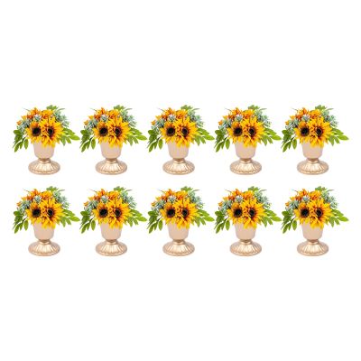 10 Pcs Metal Wedding Centerpieces Vase for Wedding Party Decoration,Trumpet Vase Flower Holder for Anniversary Ceremony Birthday Ceremony Christmas Events, Gold (10cm/3.94inch)