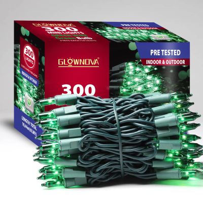 GLOWNOVA Green Wire,Green Incandescent Bulb 300 Mini String Lights for Indoor Christmas Tree Garland Birthday Wedding Party Festival Decoration