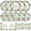 Christmas Party Supplies, Serve 50, Christmas Seasonal Holly Tableware Includes: Paper Dinner Plates, Dessert Plates, Luncheon Napkins and Beverage napkins, Great for Party Decorations view 1