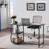 Anivia Gaming Computer Desk, Small Home Office Desk with 2 Storage Shelves, 47" Writing Desks Industrial Simple Style Wood Table Metal Frame for PC Laptop NotebookBlack (47-B) view 1