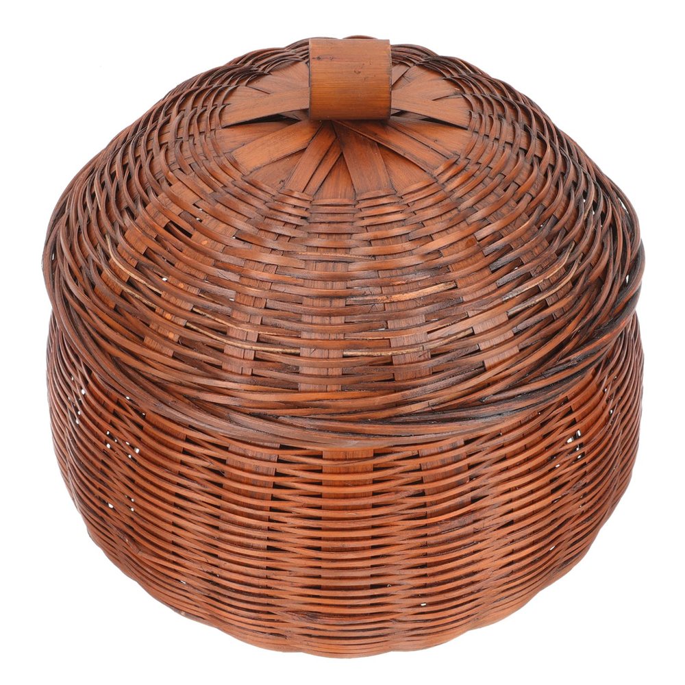 Zerodeko Wooden Basket Lid Wear-resistant Multi-function Storage for Fruits Snacks Eggs Vintage Style Desktop Organizer for Kitchen Home Use