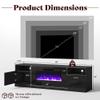 AMERLIFE 80" Fireplace TV Stand for TVs up to 90", Modern TV Console with 40" Electric Fireplace & High Gloss Storage Cabinets, Media Entertainment Center with 12 Colors LED Lights, Black view 2