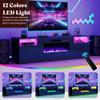 AMERLIFE 80" Fireplace TV Stand for TVs up to 90", Modern TV Console with 40" Electric Fireplace & High Gloss Storage Cabinets, Media Entertainment Center with 12 Colors LED Lights, Black view 3