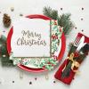 Christmas Party Supplies, Disposable Paper Napkins for Merry Christmas and Holiday Party Decorations, 50 Pack, Seasonal Holly Design view 4