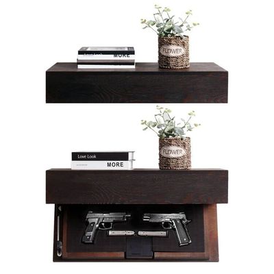LAPTAIN Husband Gift-Rustic Floating Shelf with Hidden Compartment for Gun Storage, Wall Shelves for Living Room Dcor, Wooden Concealment Shelf, RFID Lock, Espresso