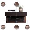 LAPTAIN Husband Gift-Rustic Floating Shelf with Hidden Compartment for Gun Storage, Wall Shelves for Living Room Dcor, Wooden Concealment Shelf, RFID Lock, Espresso view 4