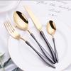 Black Gold Silverware Set Durable 18/10 Stainless Steel Flatware Sets Kitchen Wedding Hotel Dinnerware Utensil Include Knife Spoon Fork Dessertspoon Mirror Polished Nice Weight Dishwasher Cutlery Sets view 2