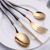 Black Gold Silverware Set Durable 18/10 Stainless Steel Flatware Sets Kitchen Wedding Hotel Dinnerware Utensil Include Knife Spoon Fork Dessertspoon Mirror Polished Nice Weight Dishwasher Cutlery Sets view 3