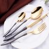 Black Gold Silverware Set Durable 18/10 Stainless Steel Flatware Sets Kitchen Wedding Hotel Dinnerware Utensil Include Knife Spoon Fork Dessertspoon Mirror Polished Nice Weight Dishwasher Cutlery Sets view 4