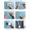 Silicone Toilet Brush, Silicone Toilet Brush Wc Cleaner Toilet Brush with Holder Flat Head Flexible Soft Bristles Brush Bathroom Accessory Gap Cleaning view 4