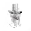 24 PCS Hanging Silverware Sets with Holder, Uniturcky Silver Stainless Steel Eating Utensils Set with Flatware Rack, 6 x Dinner Fork, 6 x Table Knife, 6 x Soup Spoon, 6 x Teaspoon, 1 x Cutlery Rack view 1