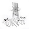 24 PCS Hanging Silverware Sets with Holder, Uniturcky Silver Stainless Steel Eating Utensils Set with Flatware Rack, 6 x Dinner Fork, 6 x Table Knife, 6 x Soup Spoon, 6 x Teaspoon, 1 x Cutlery Rack view 2