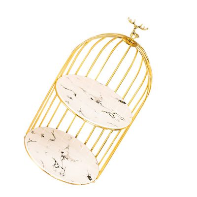 LALAFINA Bird Cage Makeup Organizer Elegant Double Storage Rack for Cosmetics Perfume Dresser Display Stand for Skincare Toiletries Construction Unique Home Decor