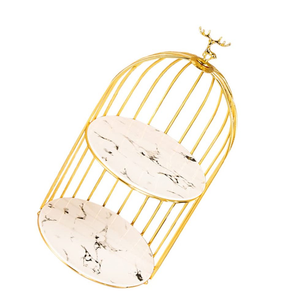 LALAFINA Bird Cage Makeup Organizer Elegant Double Storage Rack for Cosmetics Perfume Dresser Display Stand for Skincare Toiletries Construction Unique Home Decor