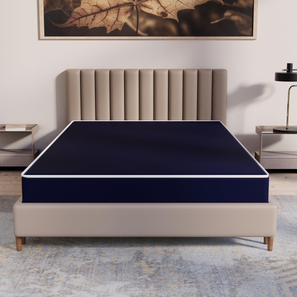 Treaton, 8-Inch Medium Firm Double Sided Tight top Foam Rolled Vinyl Mattress, 80" X 30", Blue