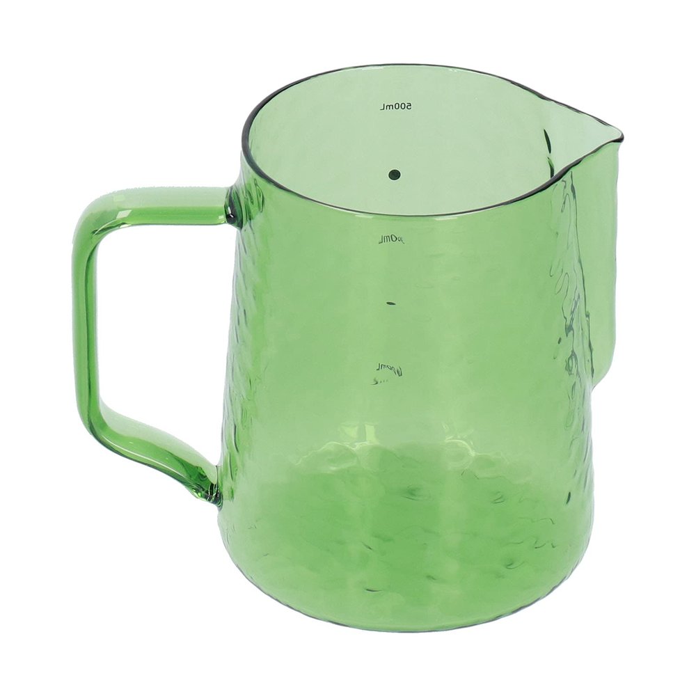 500ml Espresso Steaming Pitcher, Borosilicate Glass Milk Frothing Pitcher Coffee Cappuccino Latte Art Steaming Pitcher Barista Milk Jug Cup with Measurement(Green)