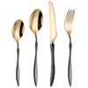 Black Gold Silverware Set Durable 18/10 Stainless Steel Flatware Sets Kitchen Wedding Hotel Dinnerware Utensil Include Knife Spoon Fork Dessertspoon Mirror Polished Nice Weight Dishwasher Cutlery Sets view 2