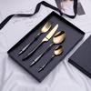 Black Gold Silverware Set Durable 18/10 Stainless Steel Flatware Sets Kitchen Wedding Hotel Dinnerware Utensil Include Knife Spoon Fork Dessertspoon Mirror Polished Nice Weight Dishwasher Cutlery Sets view 3