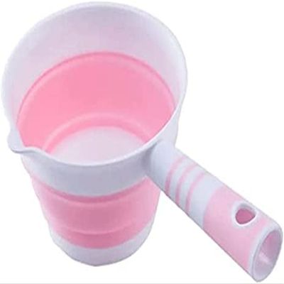 1 pc Fold-able Water Ladle Collapsible Water Scoop Dipper for Kitchen, Bathroom Hair Washing Water Scoop - Pink