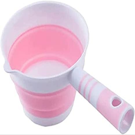 1 pc Fold-able Water Ladle Collapsible Water Scoop Dipper for Kitchen, Bathroom Hair Washing Water Scoop - Pink