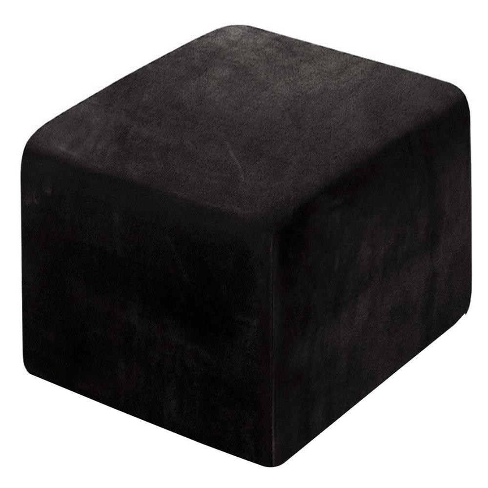 XGANGM Velvet Ottoman Cover Square Small/Medium/Large Ottoman Slipcover Stretch Footstool Cover for Wingback Chair/Sofa Leather Storage Footstool,Black,3XL