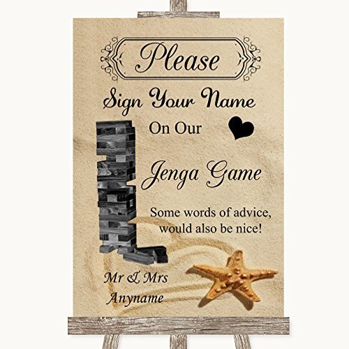Sandy Beach Jenga Guest Book Personalized Wedding Sign