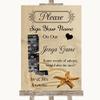 Sandy Beach Jenga Guest Book Personalized Wedding Sign view 1