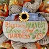 Autumn Burlap Wreath Inspirational Wood Pumpkin Handmade Deco Mesh. Available in 24 inch and 28 inch diameters. view 2