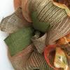 Autumn Burlap Wreath Inspirational Wood Pumpkin Handmade Deco Mesh. Available in 24 inch and 28 inch diameters. view 4