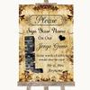 Autumn Vintage Jenga Guest Book Personalized Wedding Sign view 1