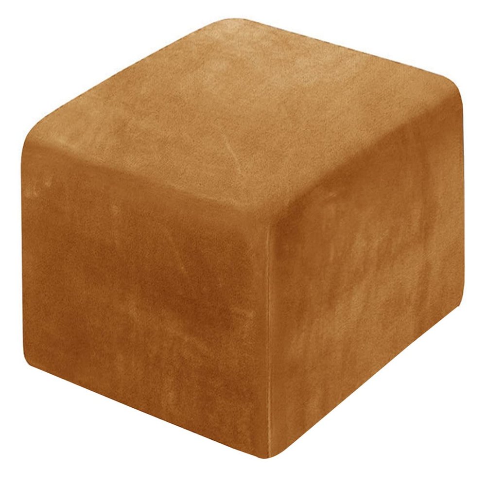 XGANGM Velvet Ottoman Cover Square Small/Medium/Large Ottoman Slipcover Stretch Footstool Cover for Wingback Chair/Sofa Leather Storage Footstool,Khaki,3XL