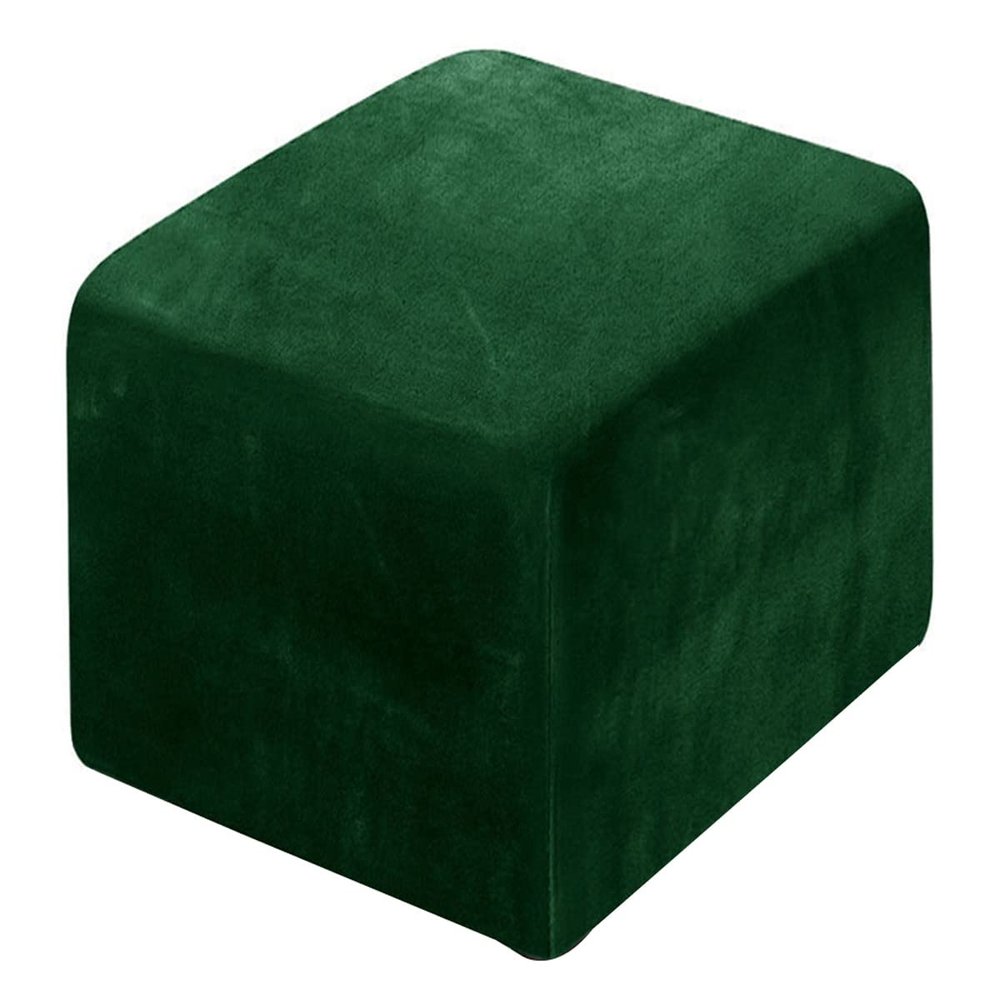 XGANGM Velvet Ottoman Cover Square Small/Medium/Large Ottoman Slipcover Stretch Footstool Cover for Wingback Chair/Sofa Leather Storage Footstool,Dark Green,3XL