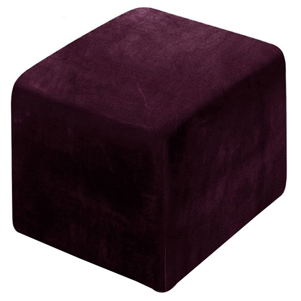 XGANGM Velvet Ottoman Cover Square Small/Medium/Large Ottoman Slipcover Stretch Footstool Cover for Wingback Chair/Sofa Leather Storage Footstool,Purple,3XL