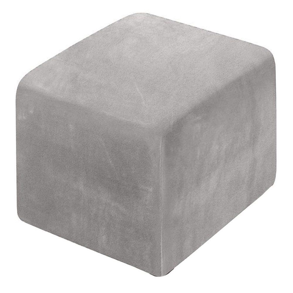 XGANGM Velvet Ottoman Cover Square Small/Medium/Large Ottoman Slipcover Stretch Footstool Cover for Wingback Chair/Sofa Leather Storage Footstool,Light Grey,3XL