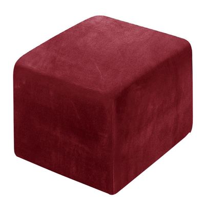 XGANGM Velvet Ottoman Cover Square Small/Medium/Large Ottoman Slipcover Stretch Footstool Cover for Wingback Chair/Sofa Leather Storage Footstool,Wine red,3XL