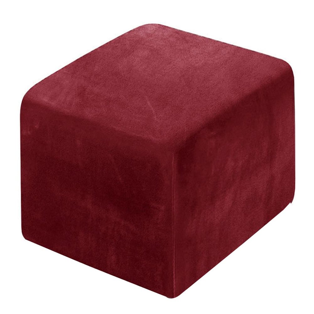 XGANGM Velvet Ottoman Cover Square Small/Medium/Large Ottoman Slipcover Stretch Footstool Cover for Wingback Chair/Sofa Leather Storage Footstool,Wine red,3XL