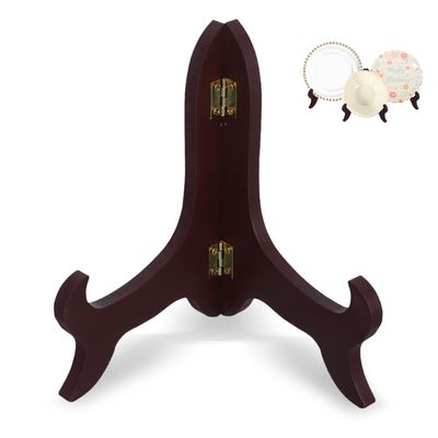Homoyoyo mini Easel Stands Plate Display Bracket Dish Holders for Plates for Drying Over Desktop Plate Stands Dish Holder for Drying Wood Dish displaying Rack Tea Cake Phone Stand Bamboo