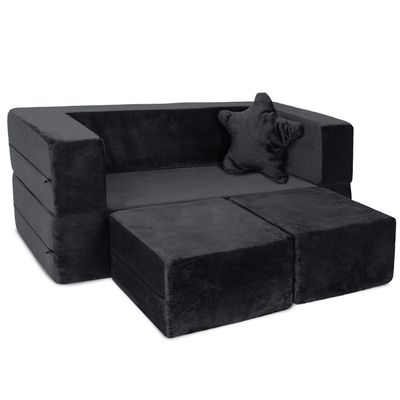 Milliard Kids Couch - Modular Kids Sofa for Toddler and Baby Playroom/Bedroom Furniture (Black) with Bonus Pillow